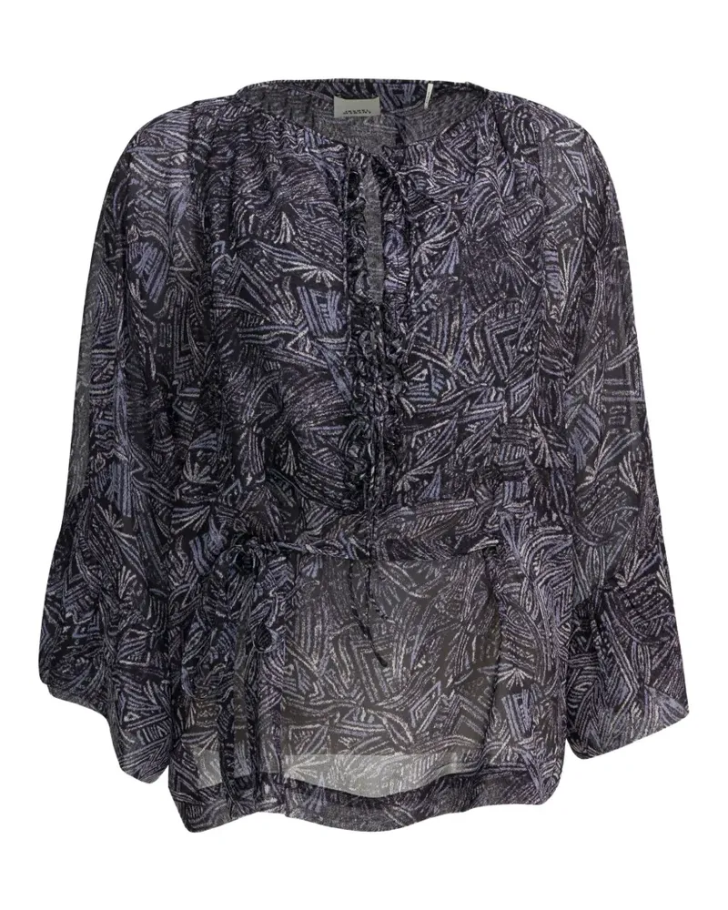 Isabel Marant Tekia abstract-print ruffled shirt - Schwarz Schwarz