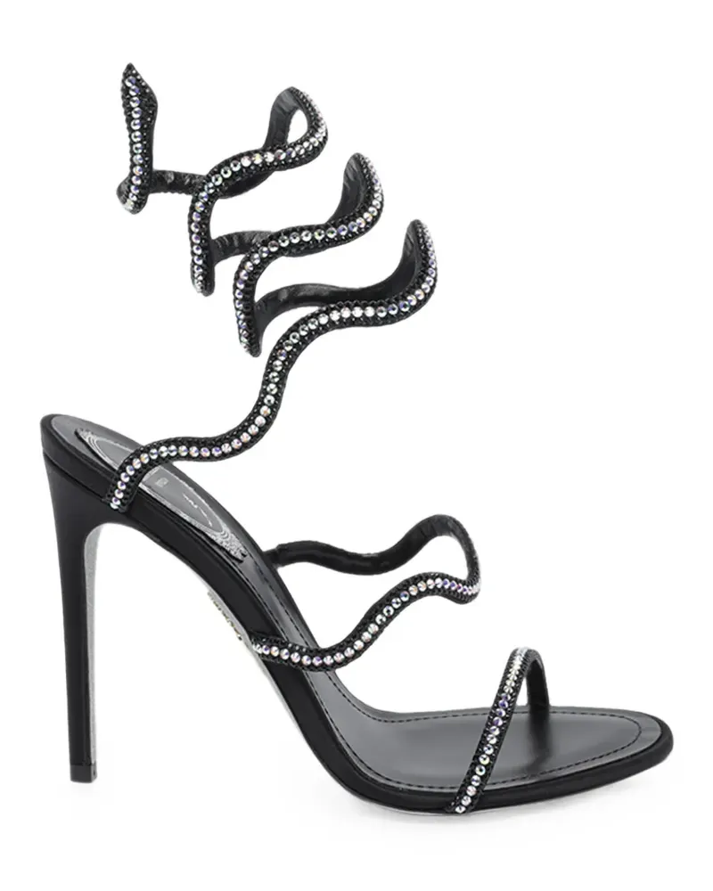 René Caovilla Sandalen mit Kristallen - Schwarz Schwarz