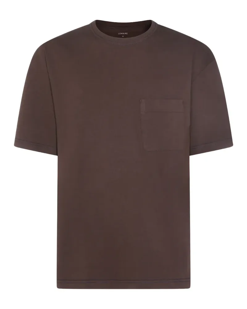 Christophe Lemaire Geripptes T-Shirt mit rundem Ausschnitt - Braun Braun