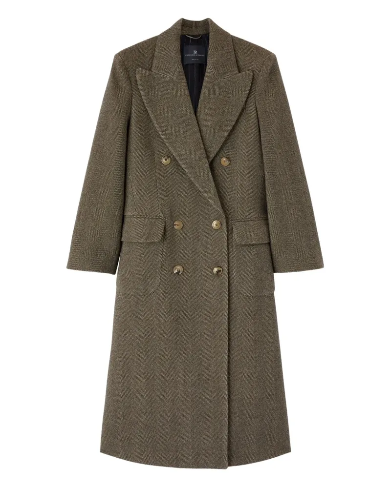 Ermanno Scervino Doppelreihiger Mantel mit Fischgrätenmuster - Braun Braun