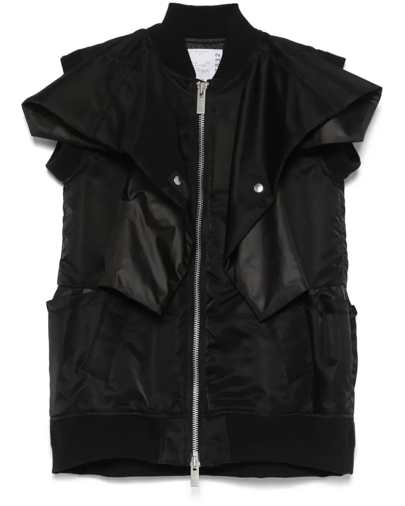 Sacai Gefütterte Weste - Schwarz Schwarz