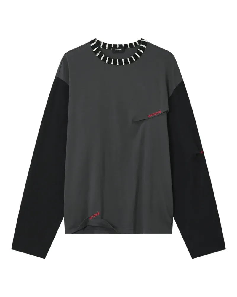 WE 11 DONE striped-trim long-sleeve T-shirt - Grau Grau