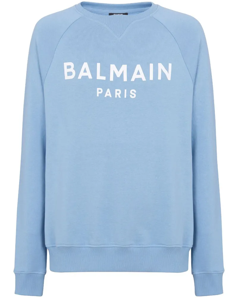 Balmain Sweatshirt aus Bio-Baumwolle mit Logo Blau