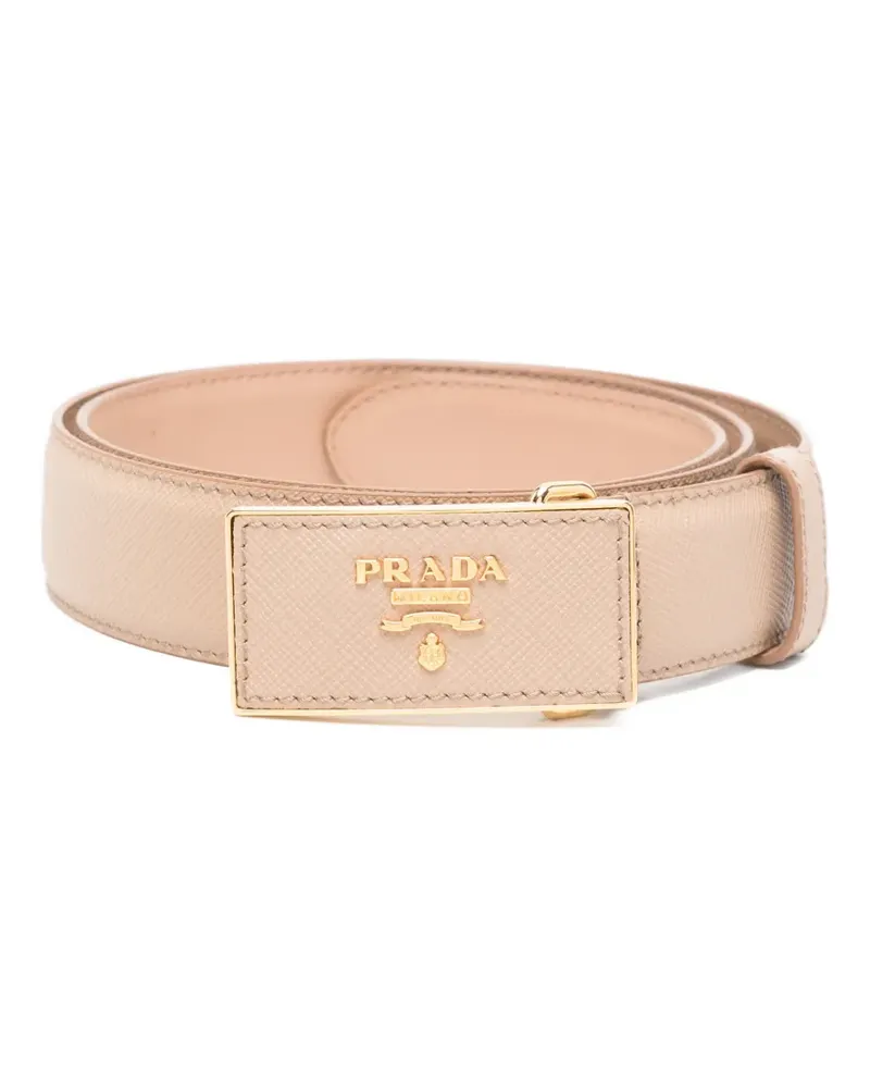 Prada logo-buckle belt - Nude Nude