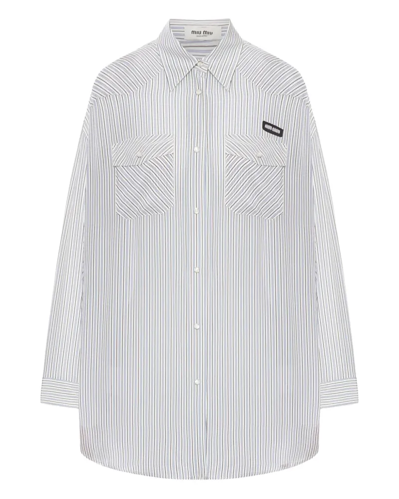 Miu Miu Gestreiftes Button-down-Hemd - Weiß Weiß