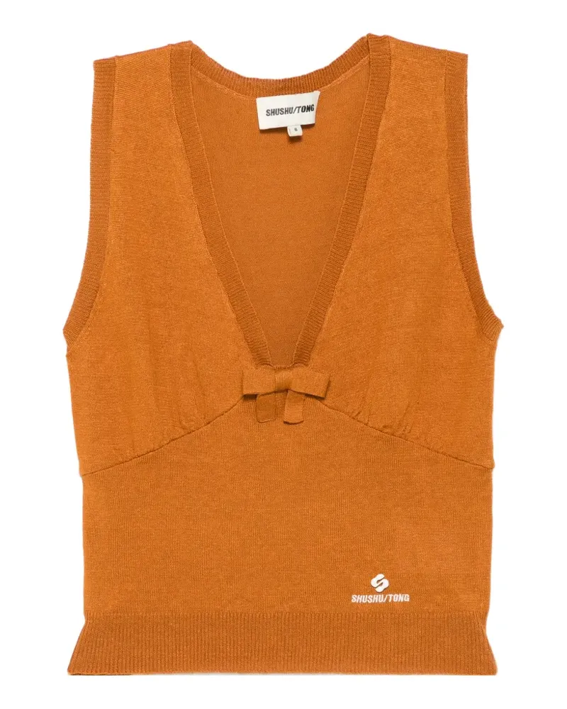 SHUSHU/TONG bow-detail knitted tank top - Braun Braun