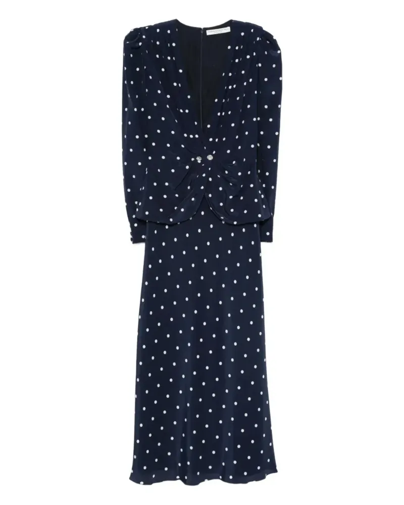 Alessandra Rich Midikleid mit Polka Dots - Blau Blau
