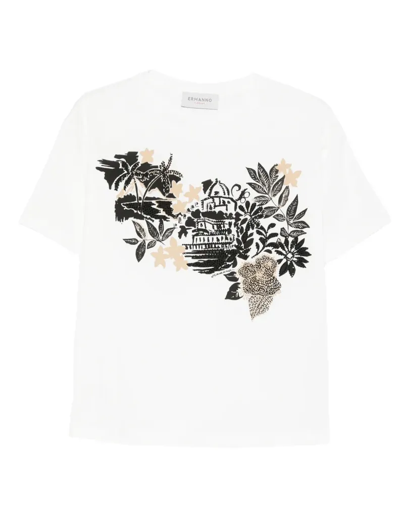 Ermanno Scervino floral-print T-shirt - Weiß Weiß