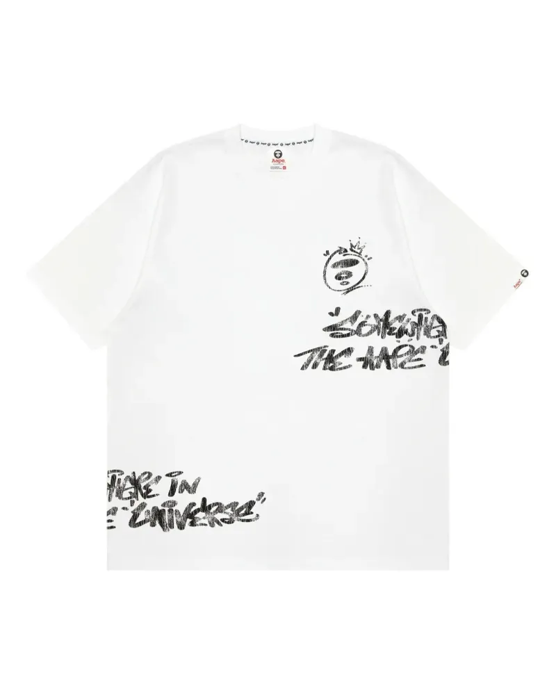 BAPE T-Shirt mit Moonface-Print - Weiß Weiß