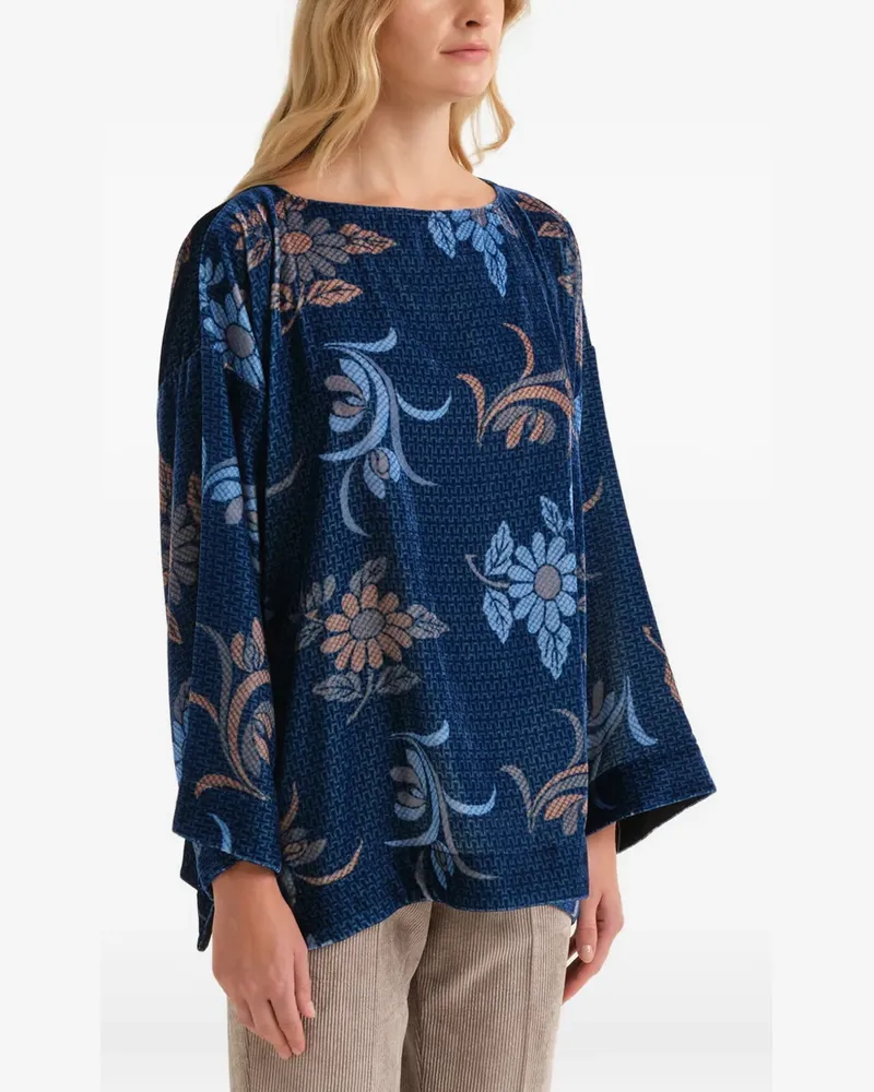 Maliparmi Hemd aus Samt mit Blumenprint - Blau Blau