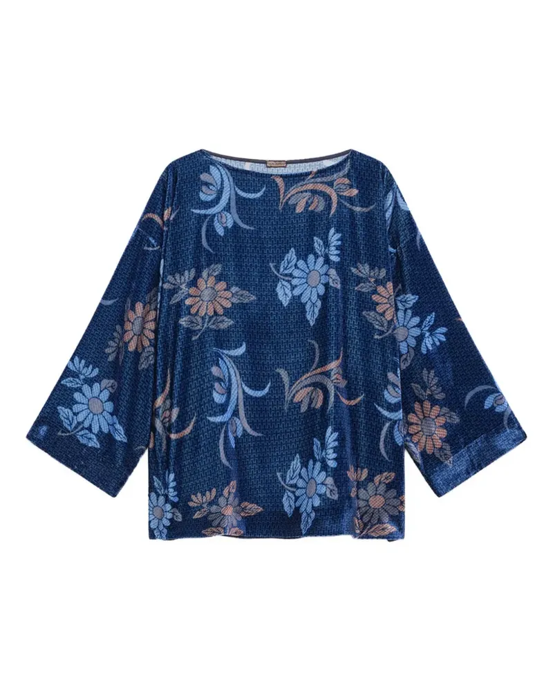 Maliparmi Hemd aus Samt mit Blumenprint - Blau Blau
