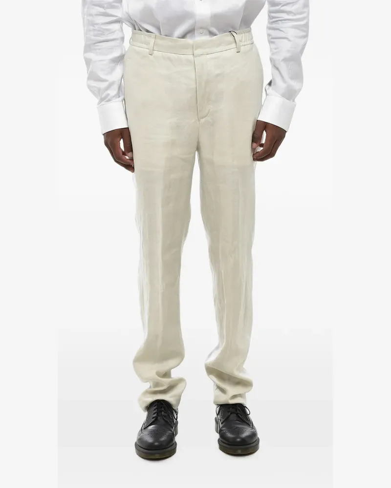 Corneliani elasticated-waist linen trousers - Nude Nude