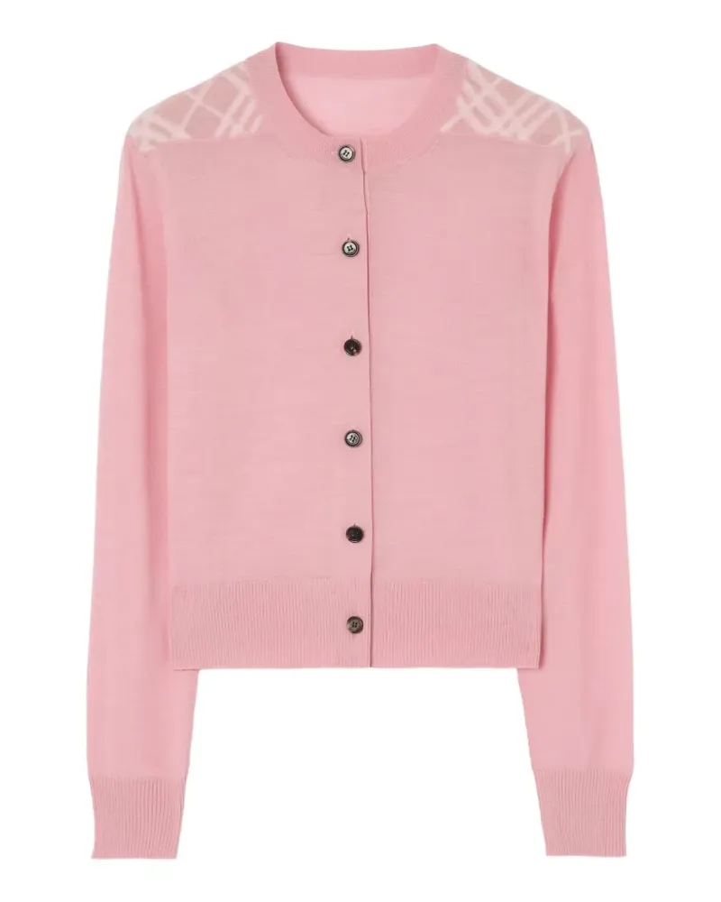 Burberry Check Strickjacke aus Wolle und Seide - Rosa Rosa