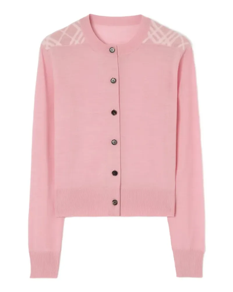 Burberry Check Strickjacke aus Wolle und Seide - Rosa Rosa