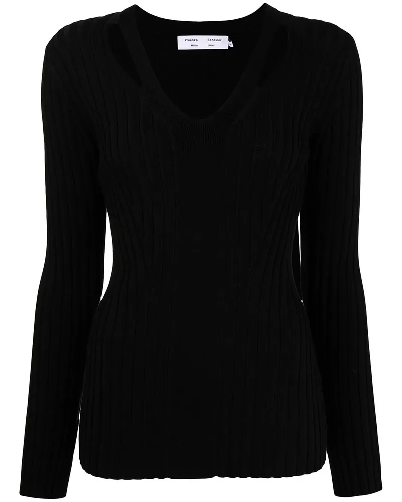 Proenza Schouler Gerippter Pullover mit V-Ausschnitt - Schwarz Schwarz