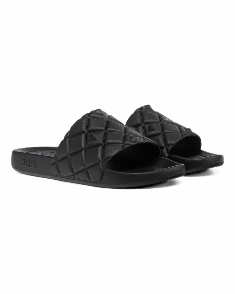 MCM quilted-effect slides - Schwarz Schwarz