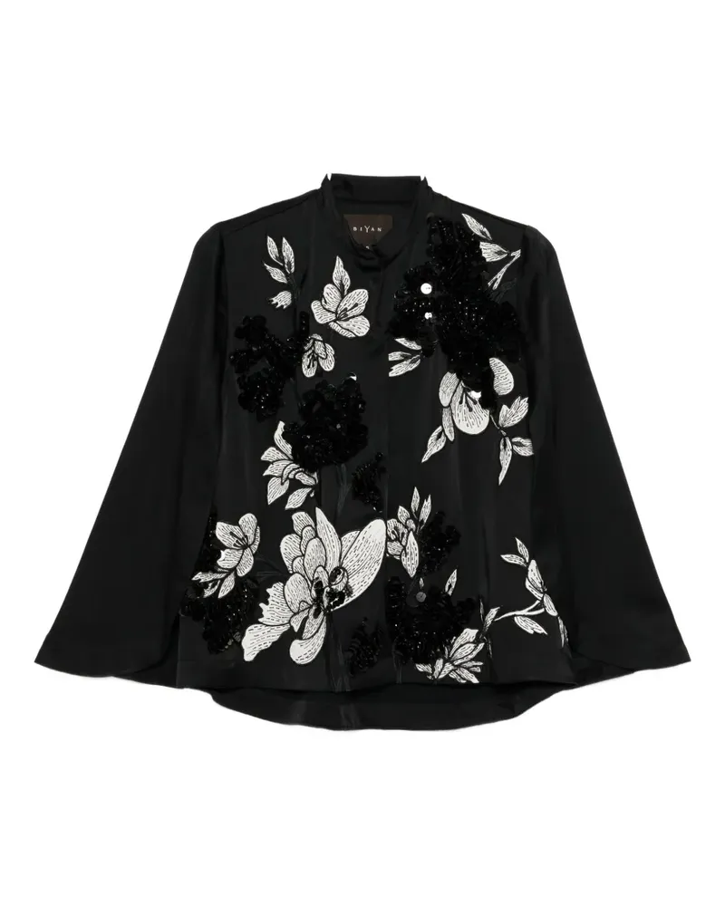 Biyan floral-embroidered jacket - Schwarz Schwarz