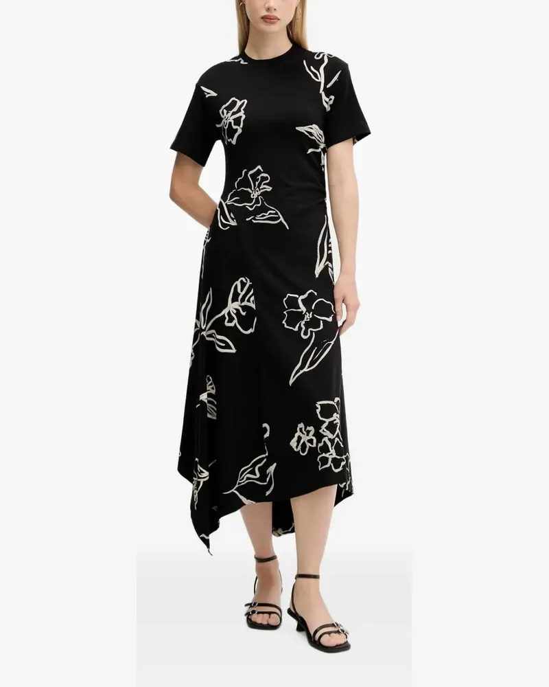 Desigual Asymmetrisches Kleid mit Raffungen - Schwarz Schwarz