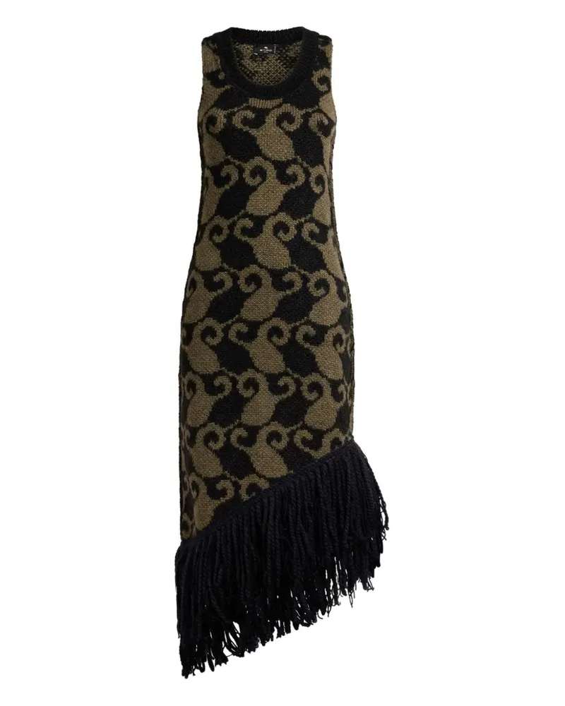 Etro Fransen-Midikleid aus Paisley-Jacquard - Schwarz Schwarz