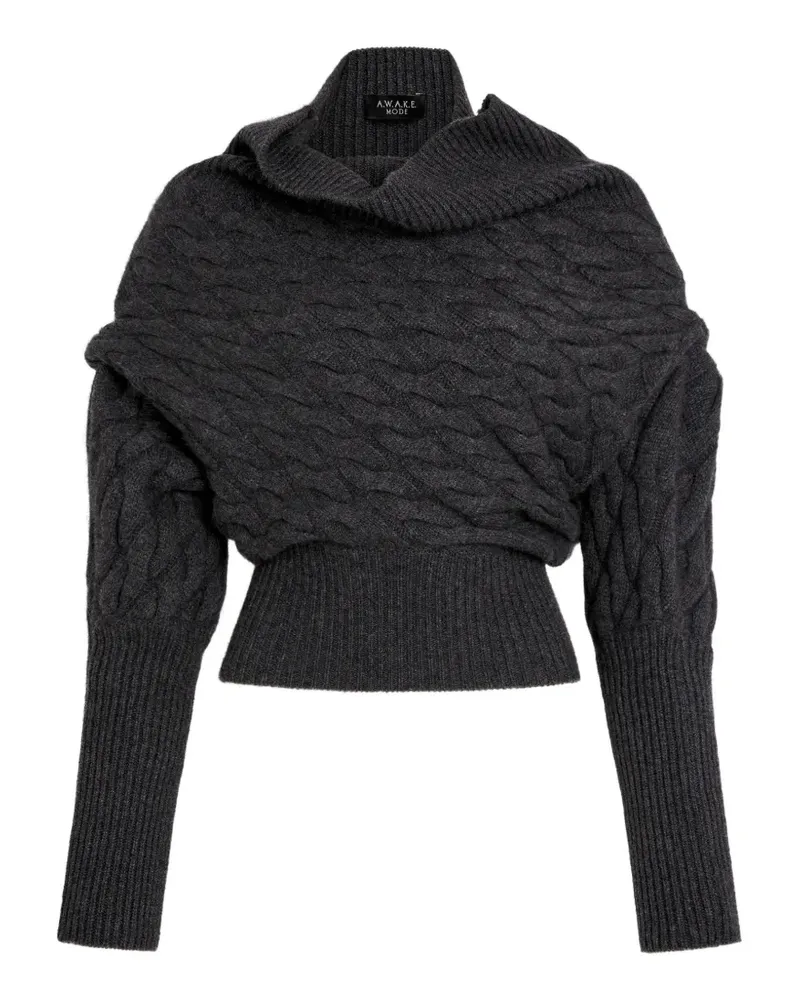 A.W.A.K.E. Schulterfreier Pullover mit Zopfmuster - Grau Grau