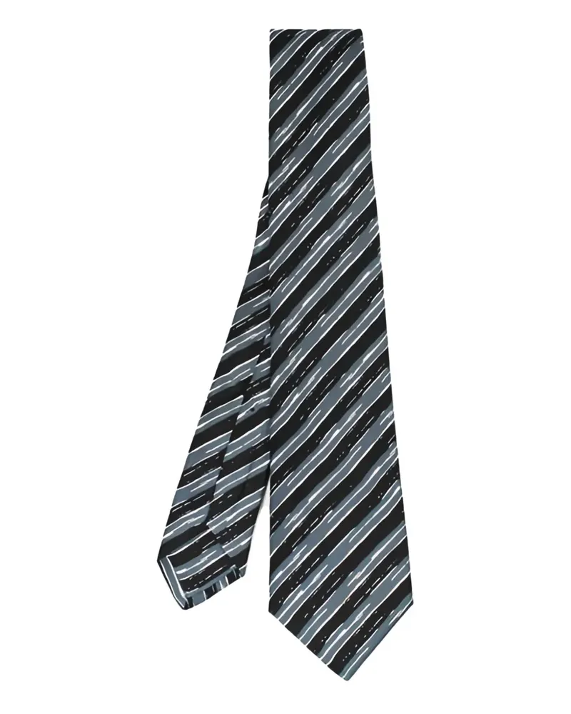 Kiton striped-pattern silk tie - Schwarz Schwarz