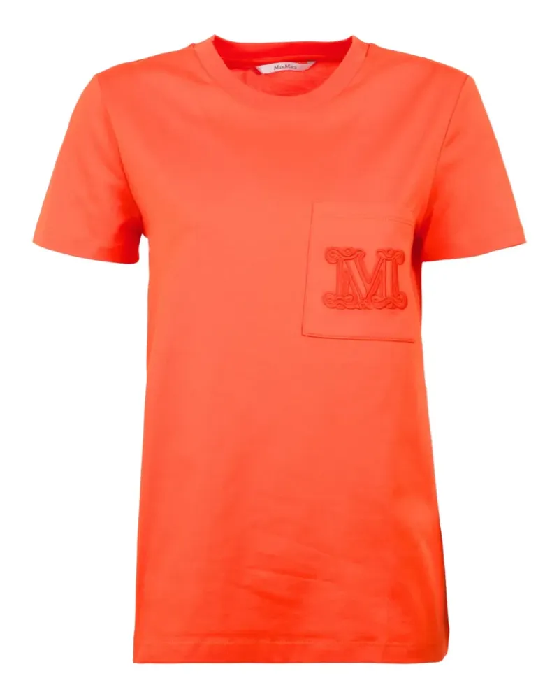 Max Mara embroidered-logo pocket T-shirt - Orange Orange