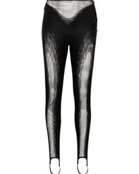 Thierry Mugler Mesh-Leggings mit Steg Schwarz