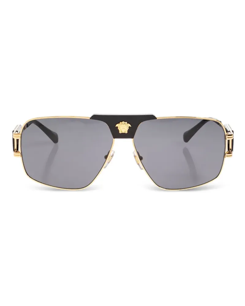 Versace Sonnenbrille mit geometrischem Gestell - Gold Gold