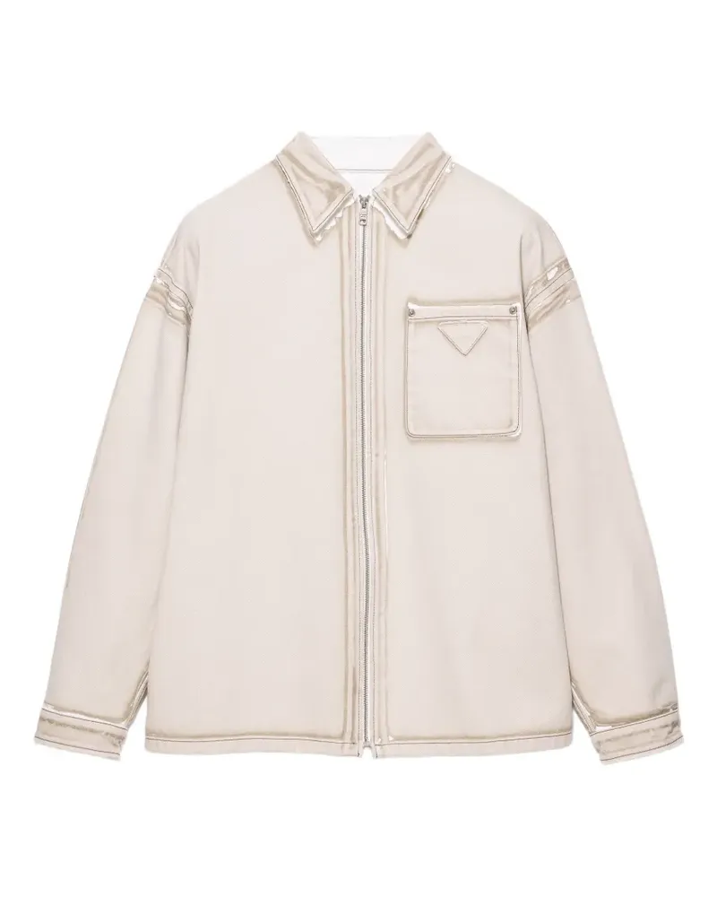 Prada Bull Denim Hemd mit Reißverschluss - Nude Nude