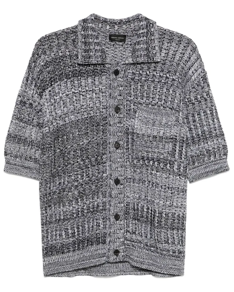 Roberto Collina Hemd mit Lochstrickmuster - Schwarz Schwarz