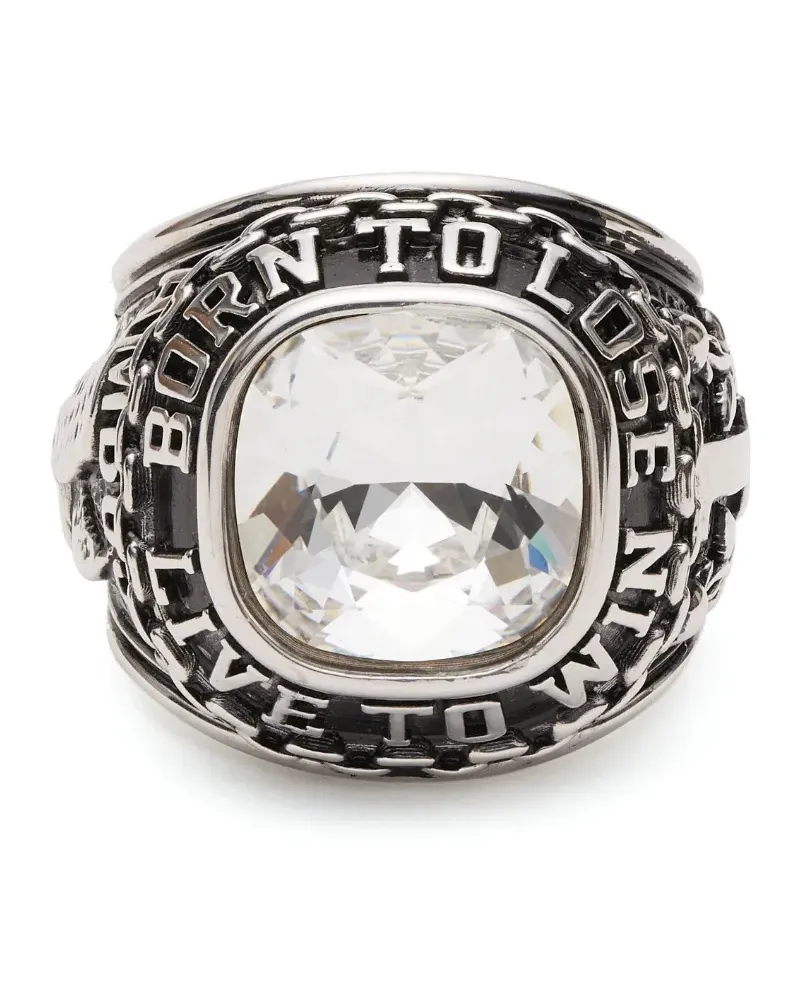 AMBUSH FW23 Class Ring mit Kristall - Silber Silber