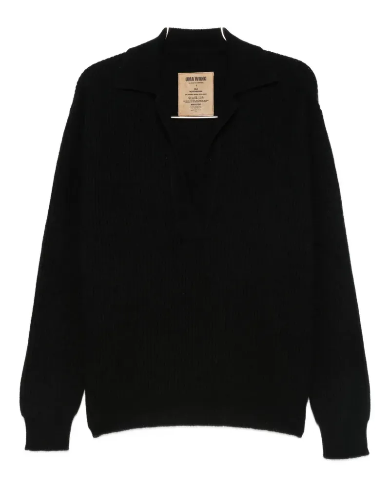 Uma Wang knitted polo top - Schwarz Schwarz