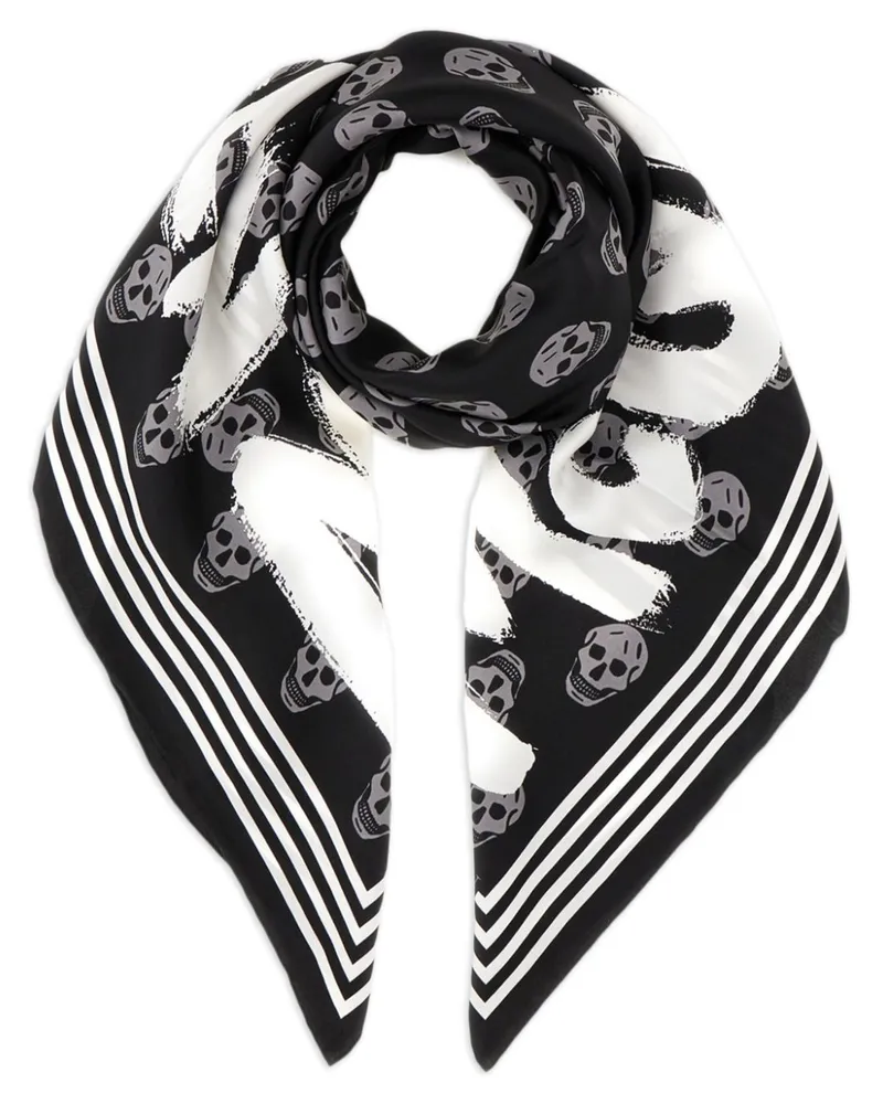 Alexander McQueen Schal mit Totenkopf-Print - Schwarz Schwarz