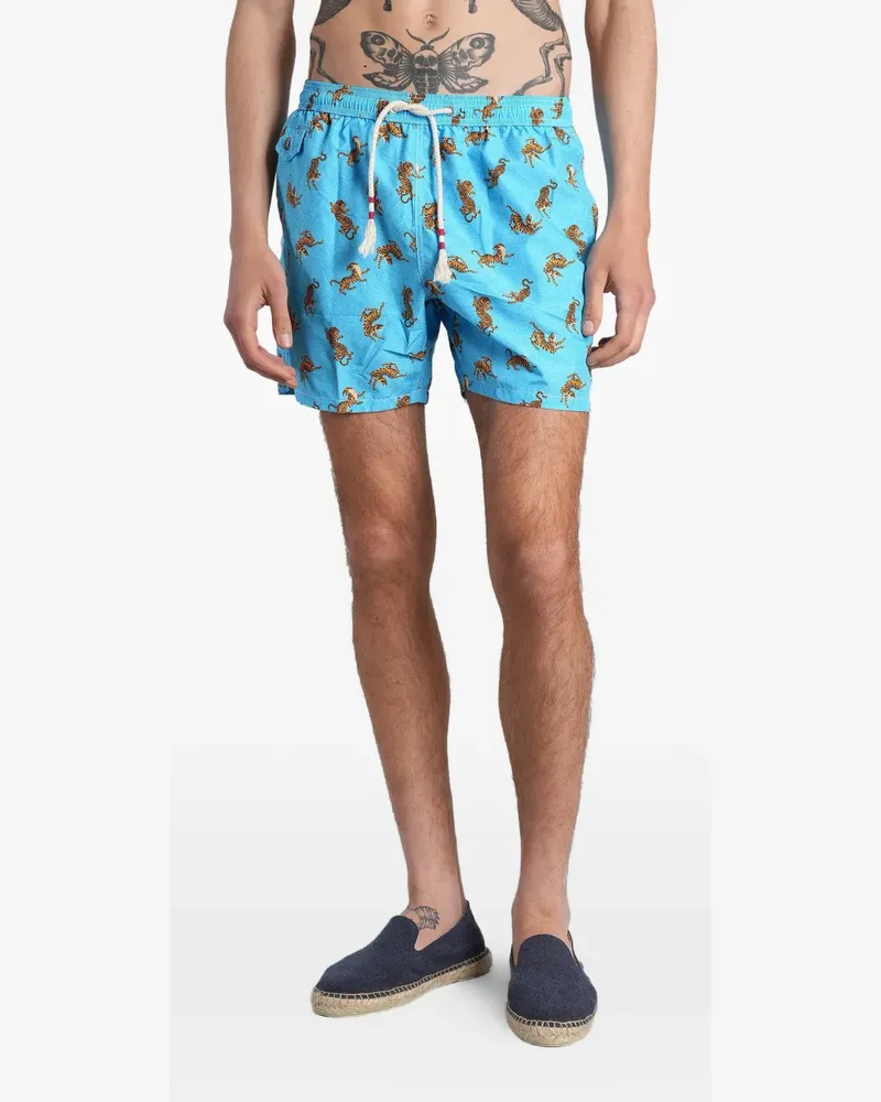 MC2 Saint Barth tiger-print drawstring swim shorts - Blau Blau