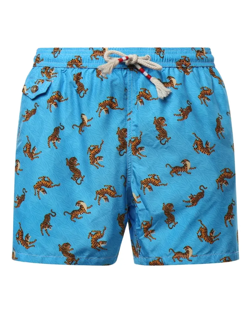 MC2 Saint Barth Badeshorts mit Tiger-Print - Blau Blau