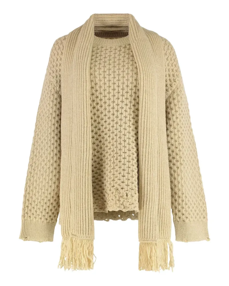Maison Margiela fringed crew-neck sweater - Nude Nude