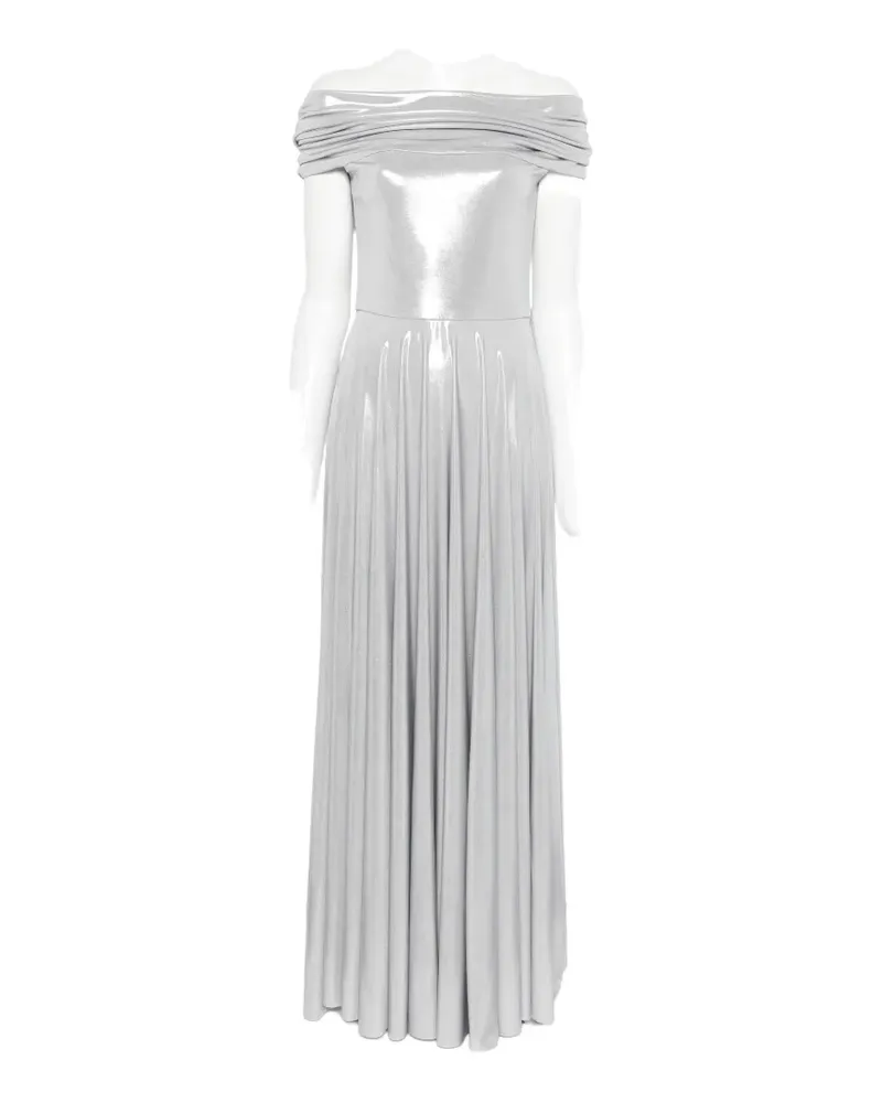 Norma Kamali off-shoulder pleated dress - Silber Silber