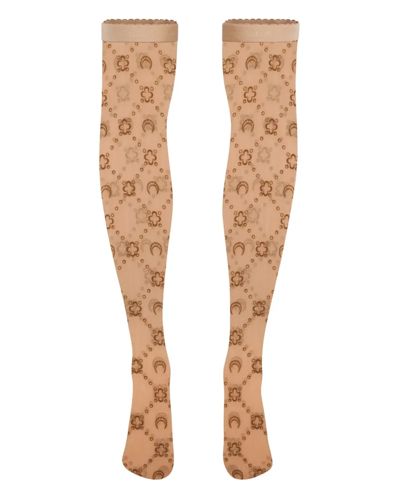 Marine Serre Socken aus Mesh mit Monogramm - Nude Nude