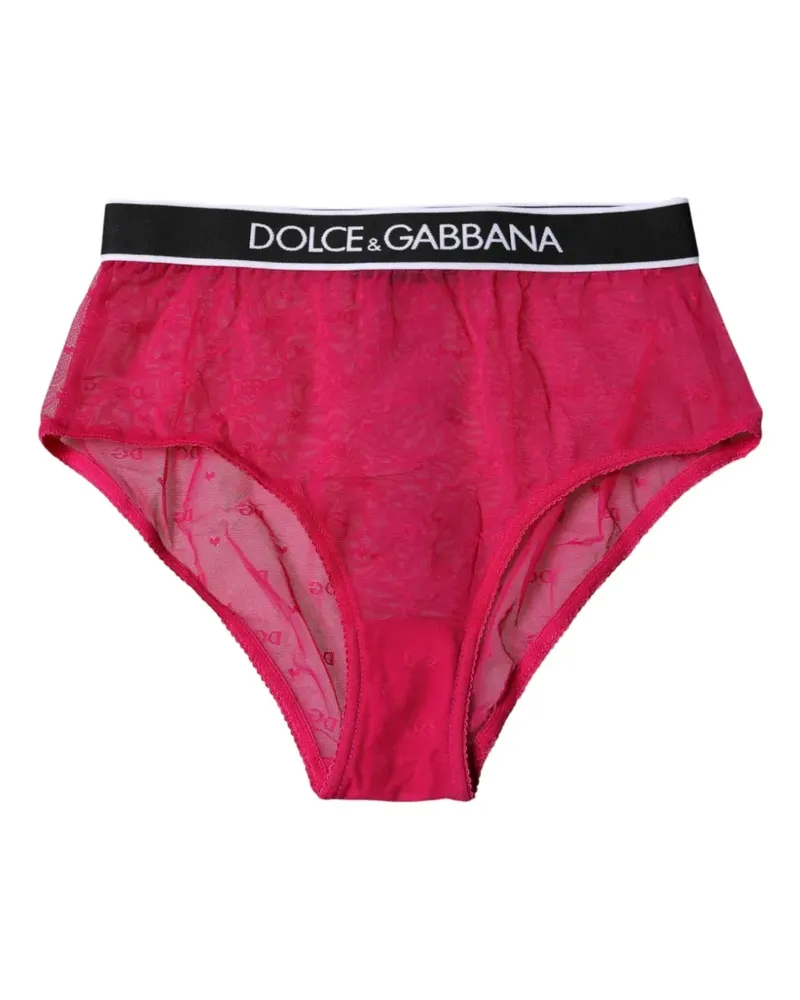 Dolce & Gabbana Spitzen-Slip mit Logo-Bund - Rosa Rosa