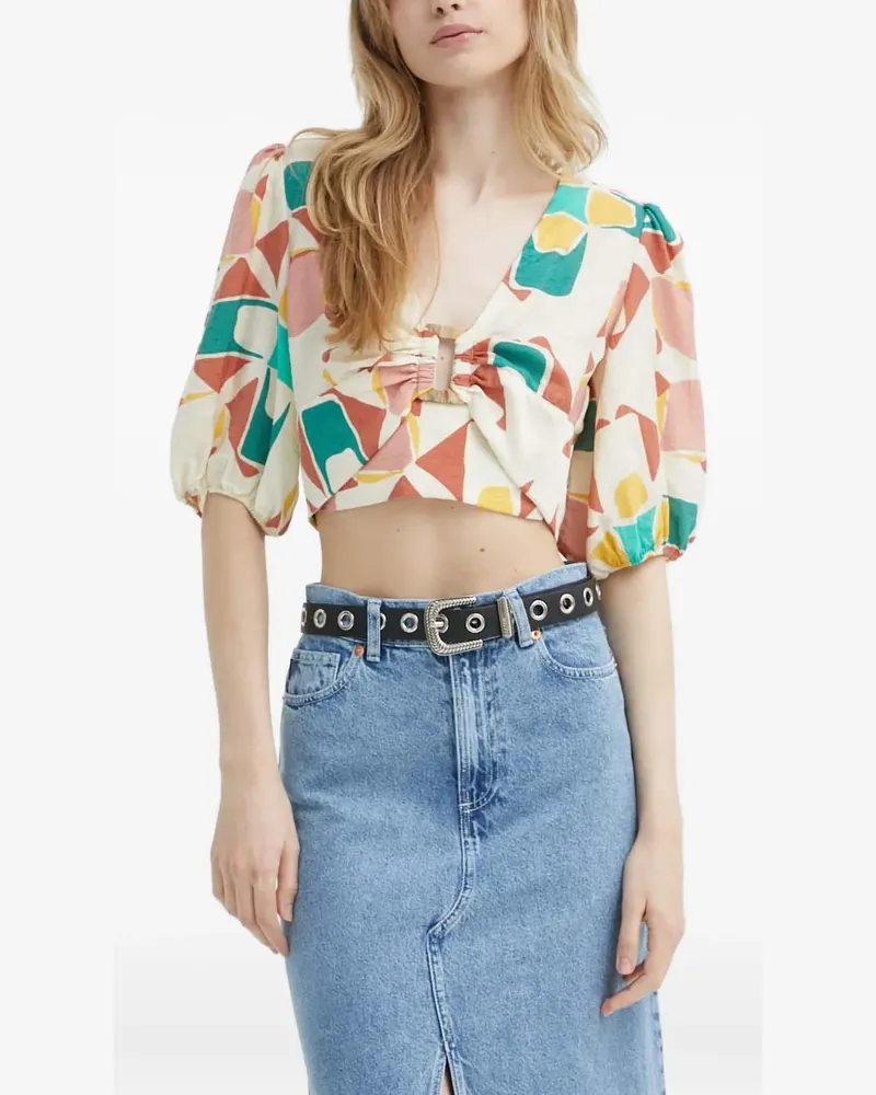 ba&sh Aymar abstract-print crop top - Nude Nude