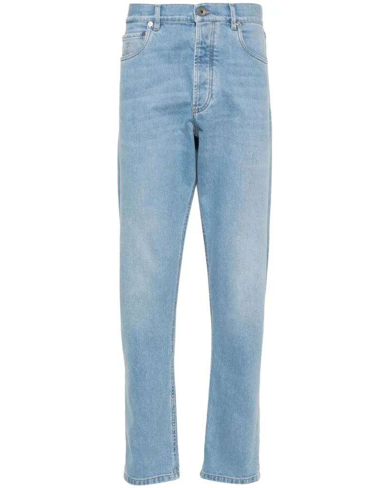 Brunello Cucinelli Jeans mit Logo-Patch - Blau Blau