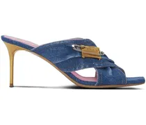Jeans-Mules mit Sicherheitsnadel - Blau