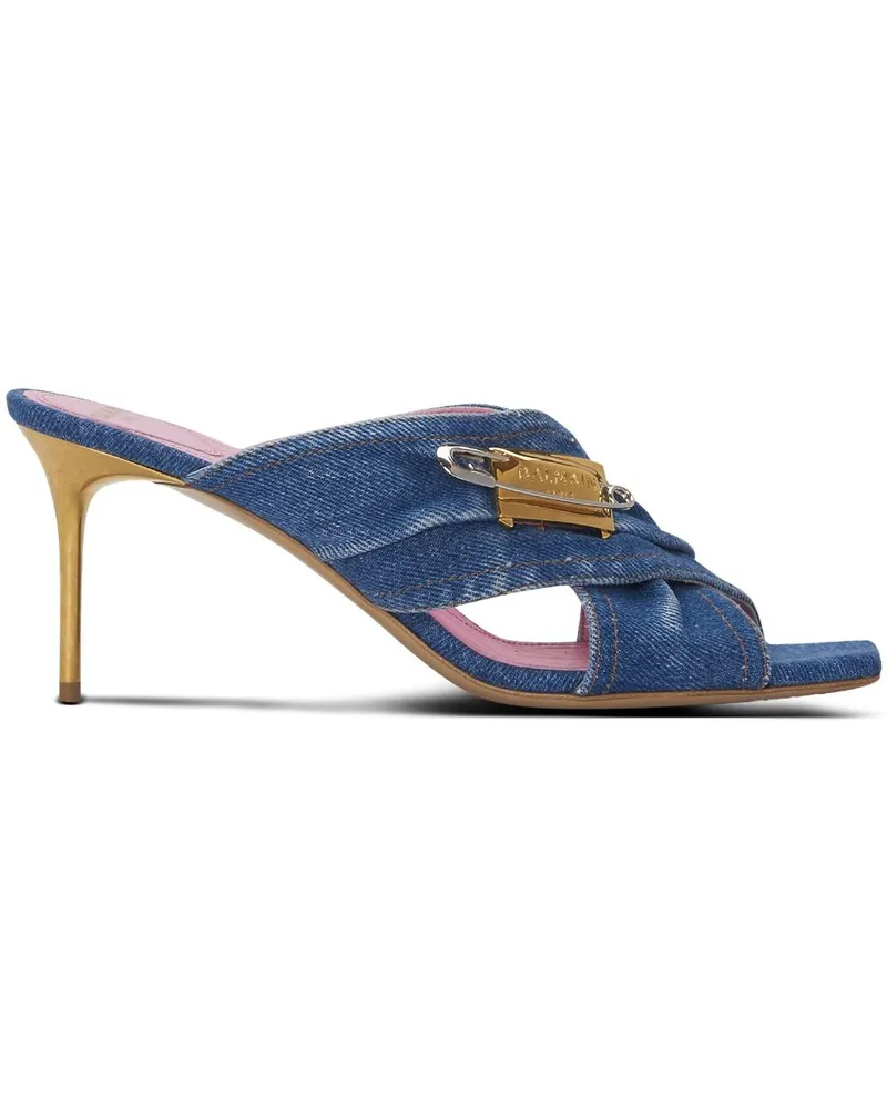 Balmain Jeans-Mules mit Sicherheitsnadel - Blau Blau