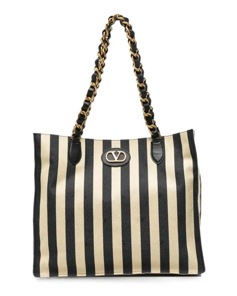 Valentino Garavani VLogo Signature striped shoulder bag - Schwarz Schwarz