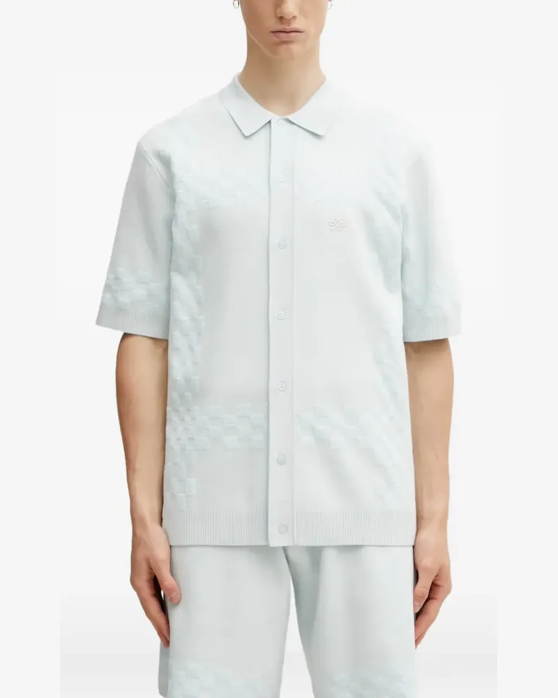 Filling Pieces Resort checkered-knit short-sleeve shirt - Blau Blau