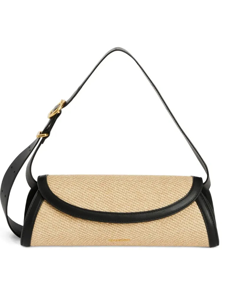 Jil Sander Kleine Cannolo Handtasche aus Raffiabast - Nude Nude