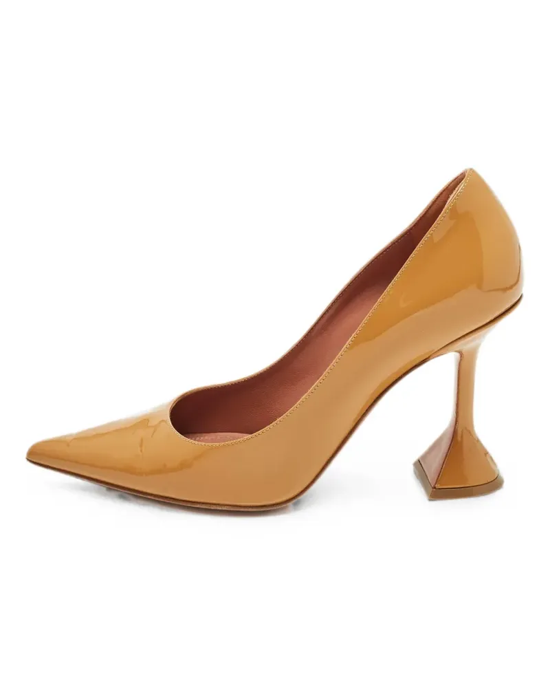 Amina Muaddi Ami leather heeled pumps - Nude Nude