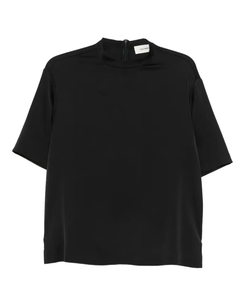 Lisa Yang T-Shirt mit Stehkragen - Schwarz Schwarz