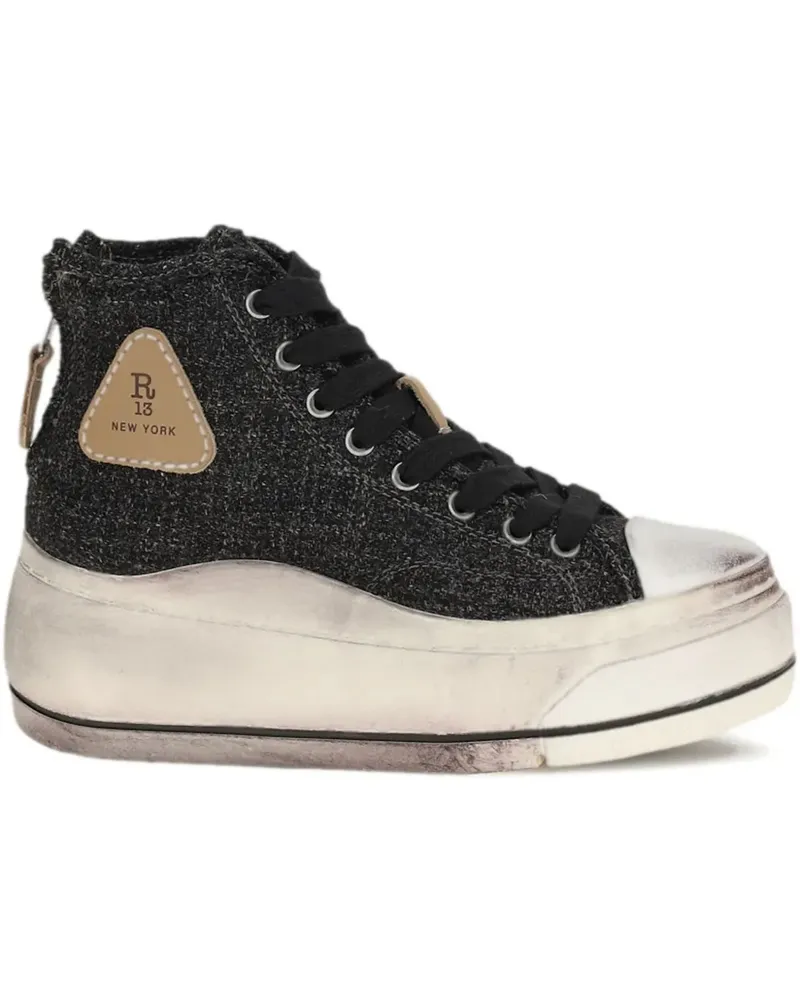 R13 Plateau-Sneakers mit Reißverschluss - Schwarz Schwarz