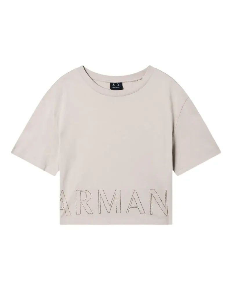 Armani Exchange logo-embroidered cropped T-shirt - Grau Grau
